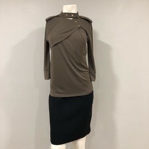 Ann Taylor long sleeve dark taupe jersey top.